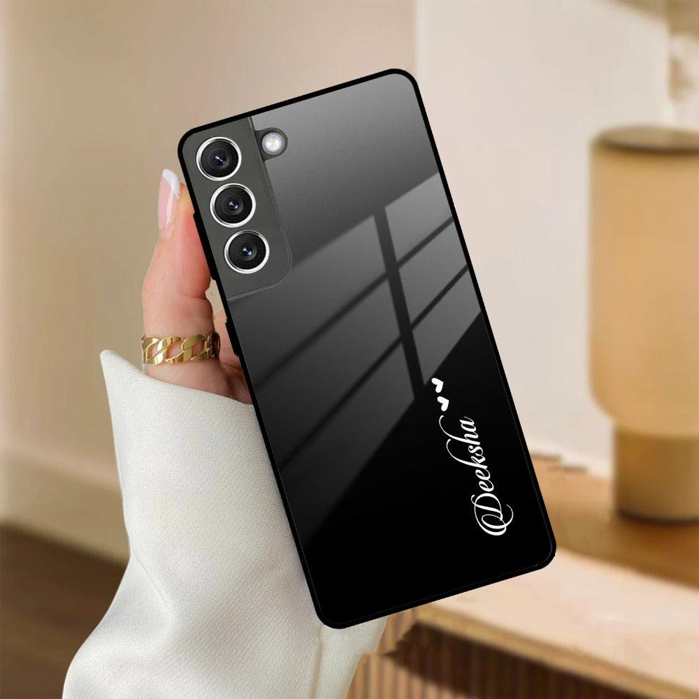 Customize Name Gradient Glass Case Cover Black For Samsung