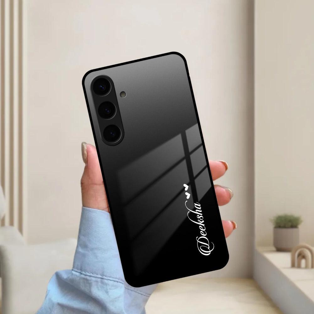 Customize Name Gradient Glass Case Cover Black For Samsung
