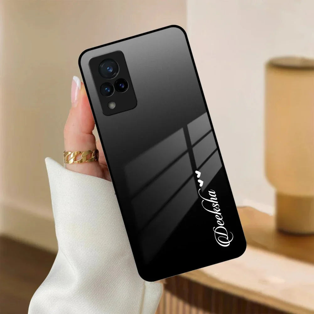 Customize Name Gradient Glass Case Cover Black For Vivo - ShopOnCliQ