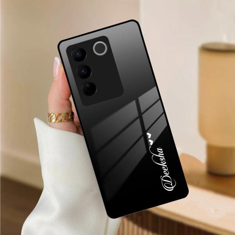 Customize Name Gradient Glass Case Cover Black For Vivo - ShopOnCliQ