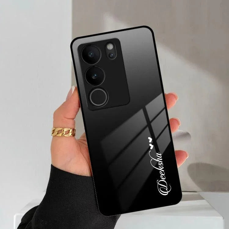 Customize Name Gradient Glass Case Cover Black For Vivo - ShopOnCliQ