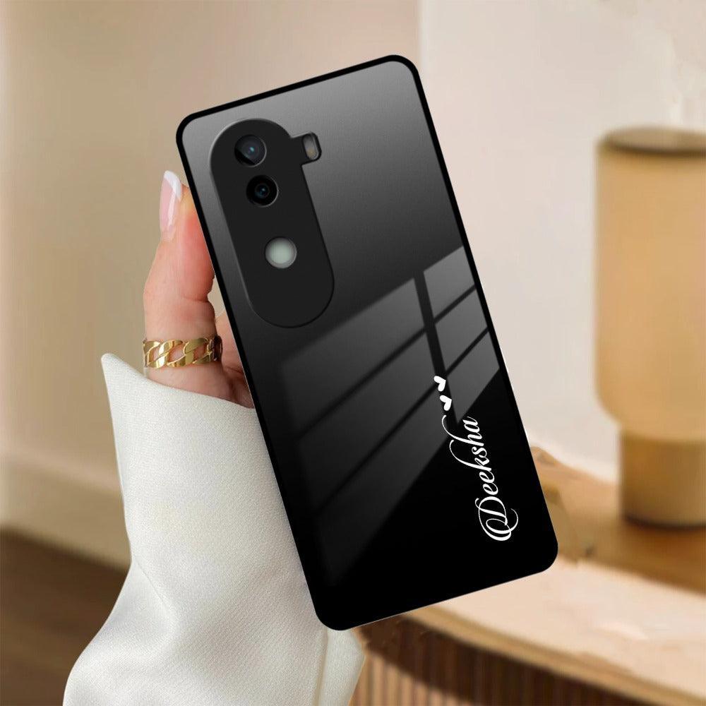 Customize Name Gradient Glass Case Cover Black For iQOO