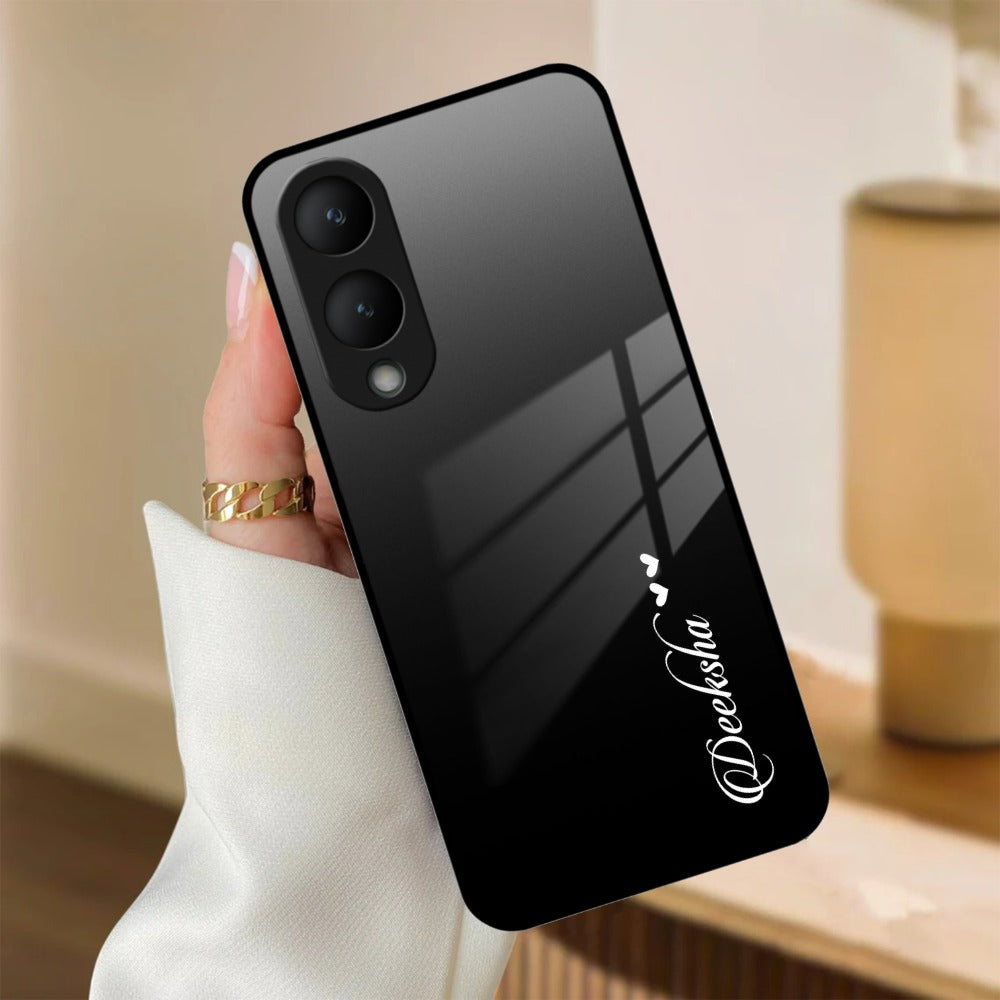 Customize Name Gradient Glass Case Cover Black For Vivo