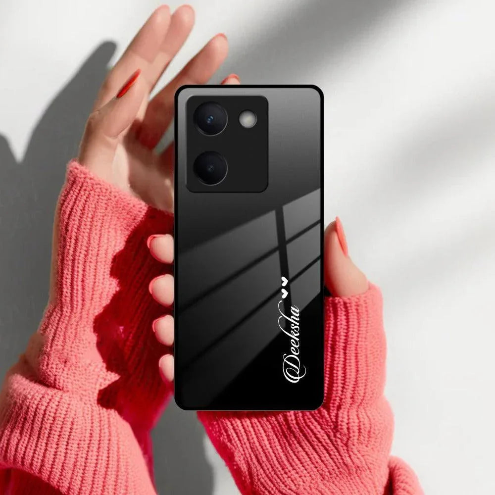 Customize Name Gradient Glass Case Cover Black For Vivo - ShopOnCliQ