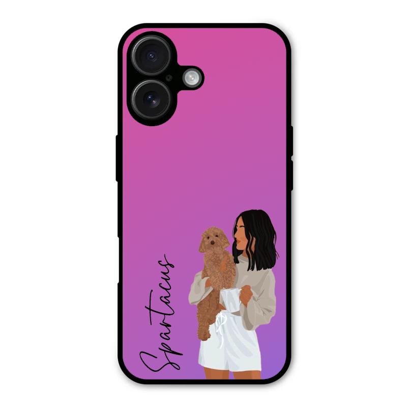 Customize Pet Name Glass Case For iPhone 16 Plus