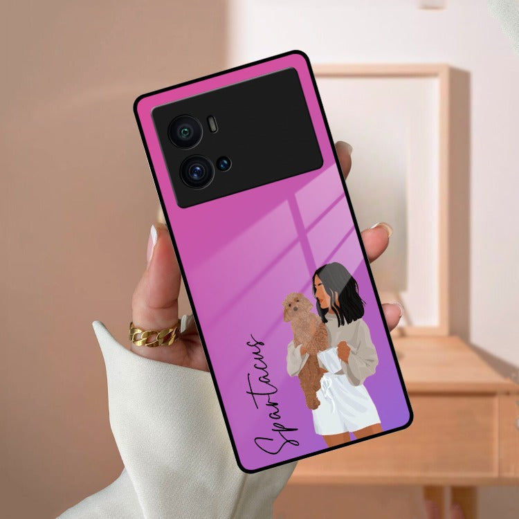 Customize Pet Name Glass Case For iQOO