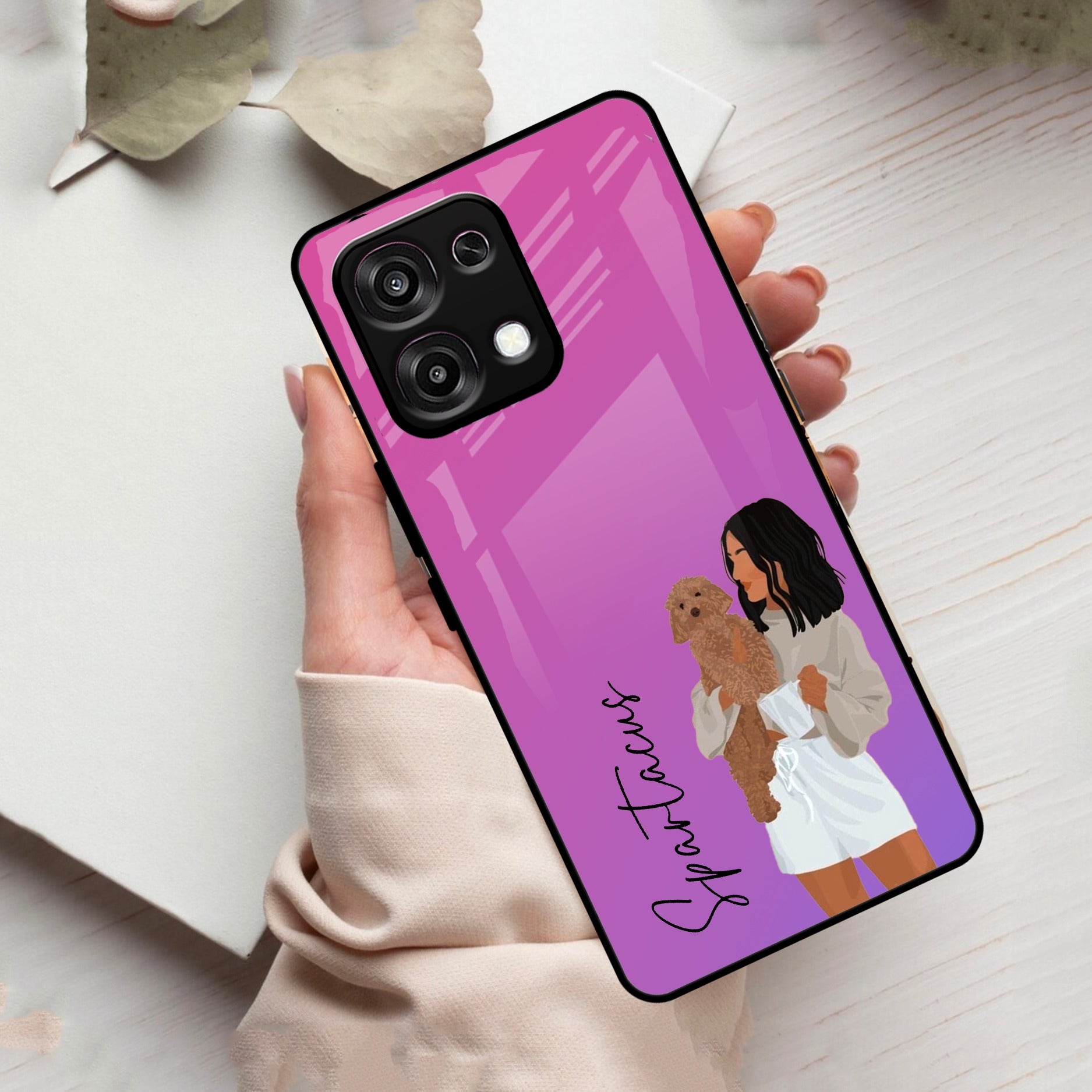 Customize Pet Name Glass Case For Oppo