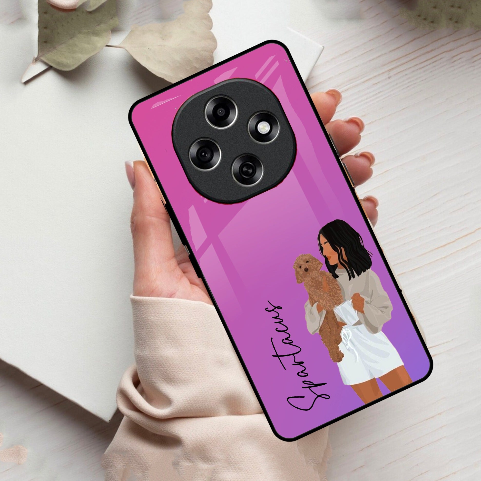 Customize Pet Name Glass Case For Oppo