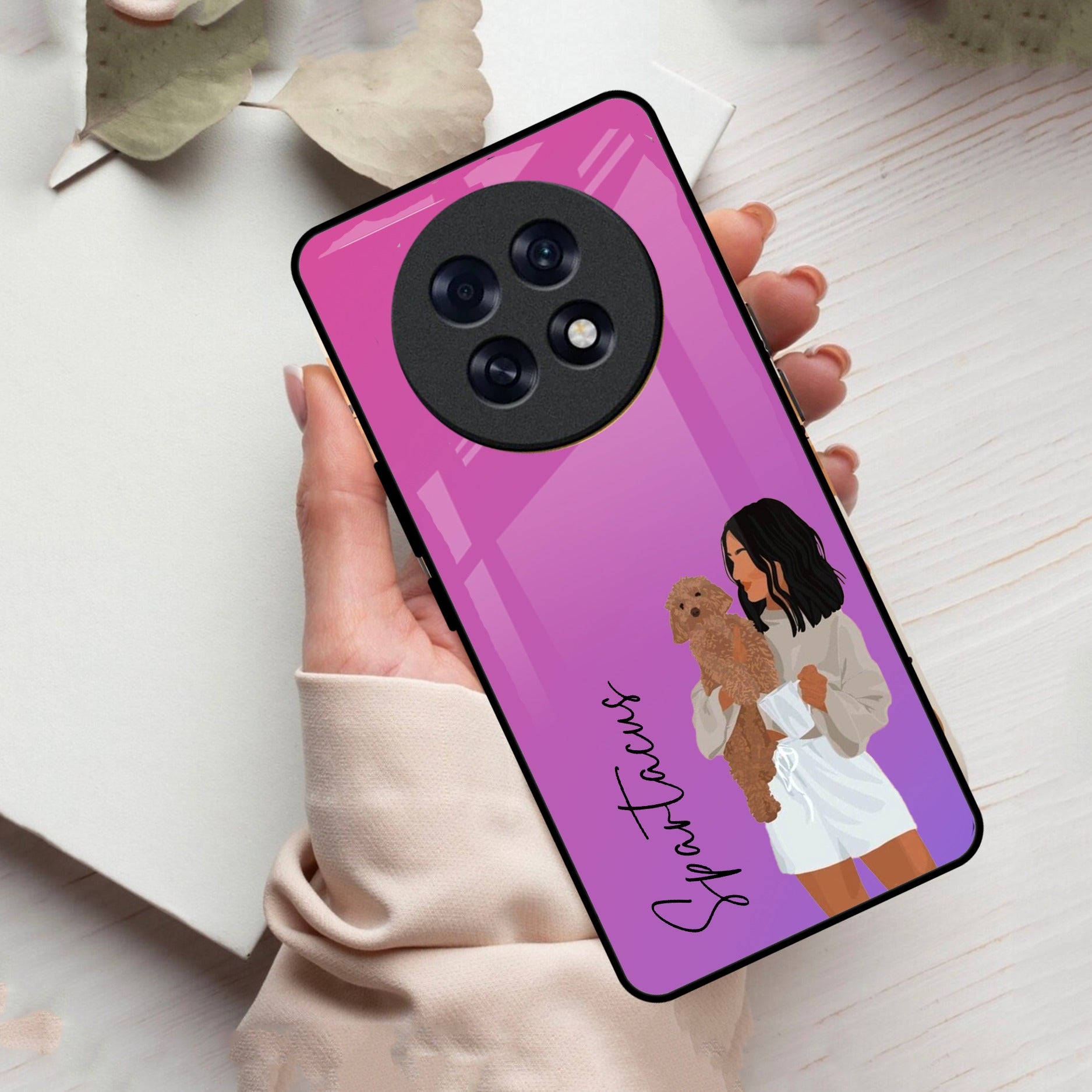 Customize Pet Name Glass Case For Oppo