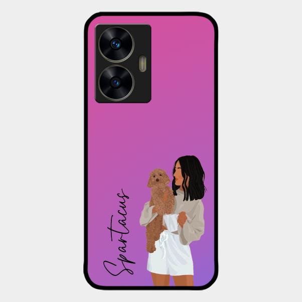 Customize Pet Name Glass Case For Realme C55