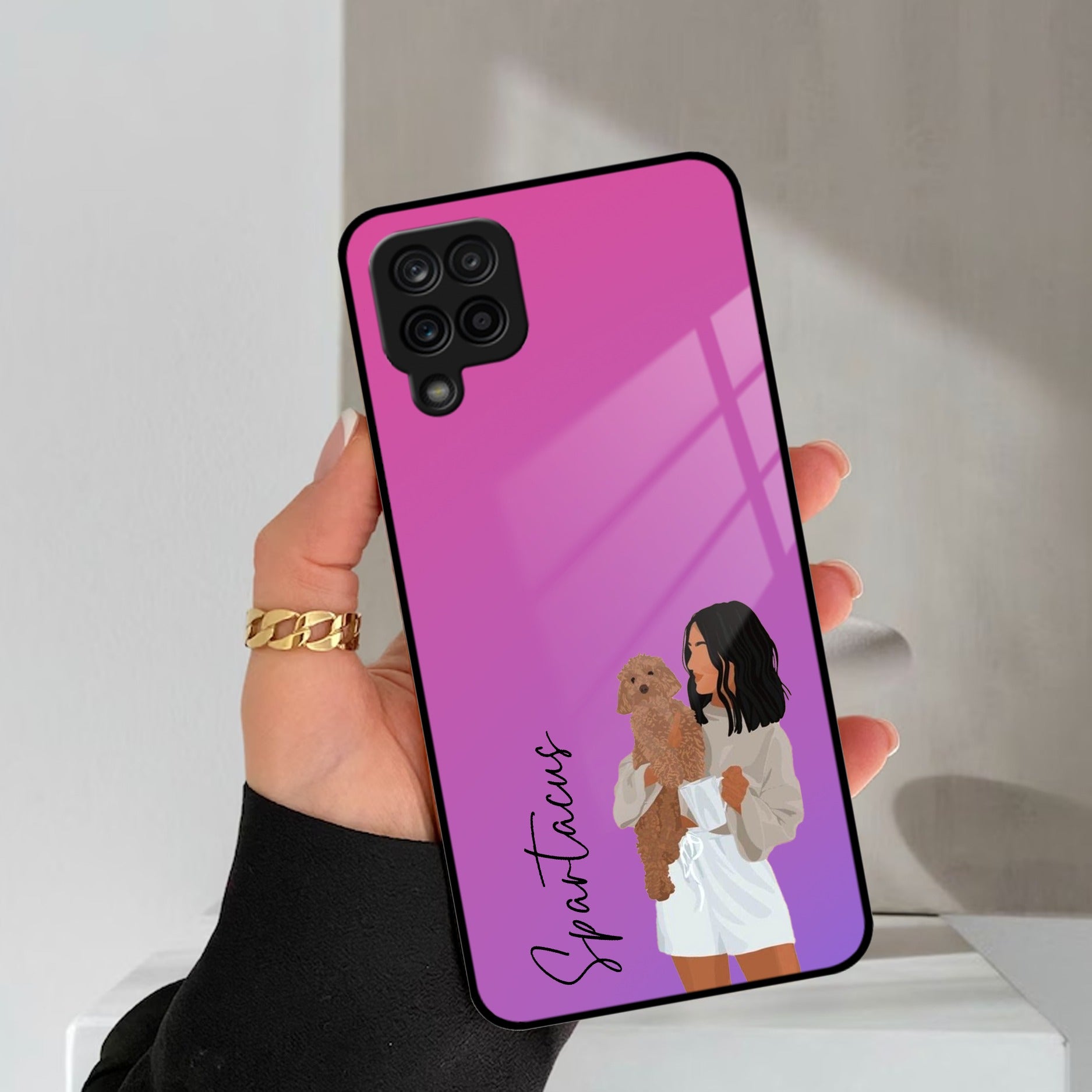 Customize Pet Name Glass Case For Samsung Galaxy A42 5G