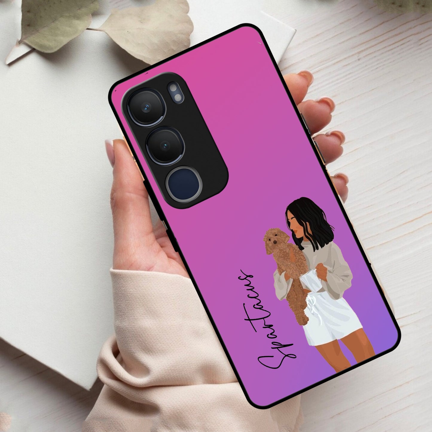 Customize Pet Name Glass Case For Vivo