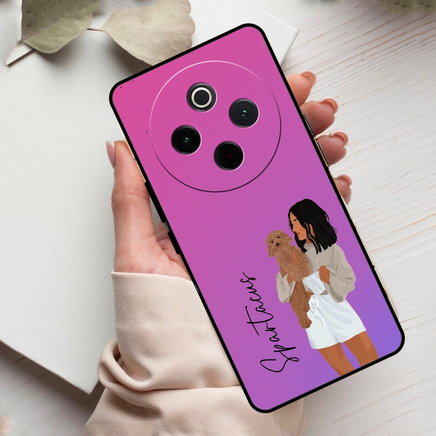 Customize Pet Name Glass Case For Vivo