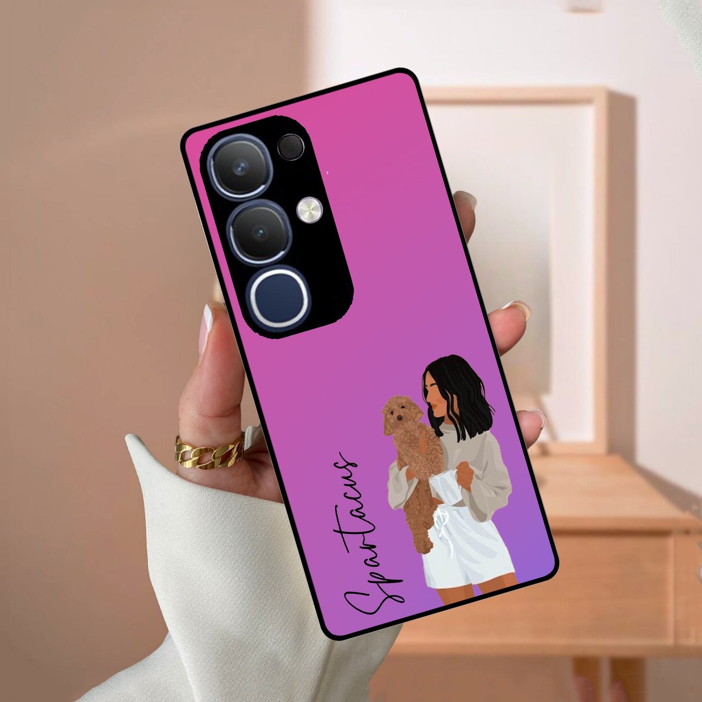 Customize Pet Name Glass Case For Vivo