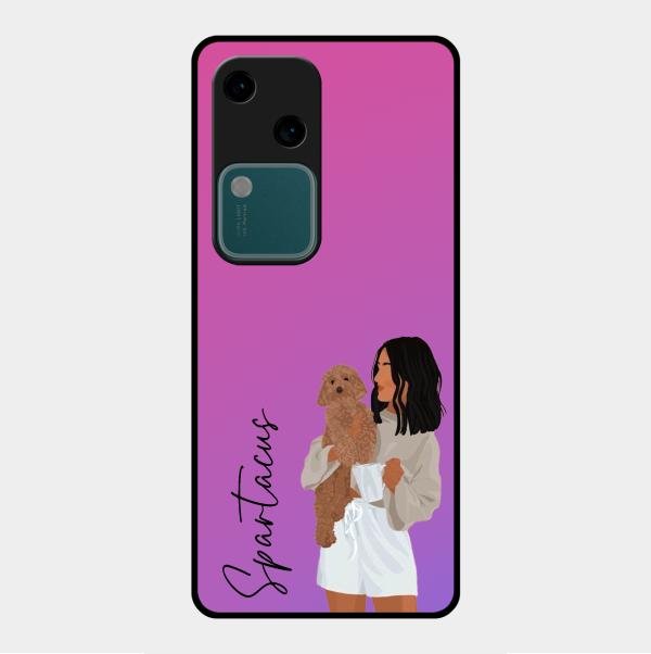 Customize Pet Name Glass Case For Vivo V30 5G