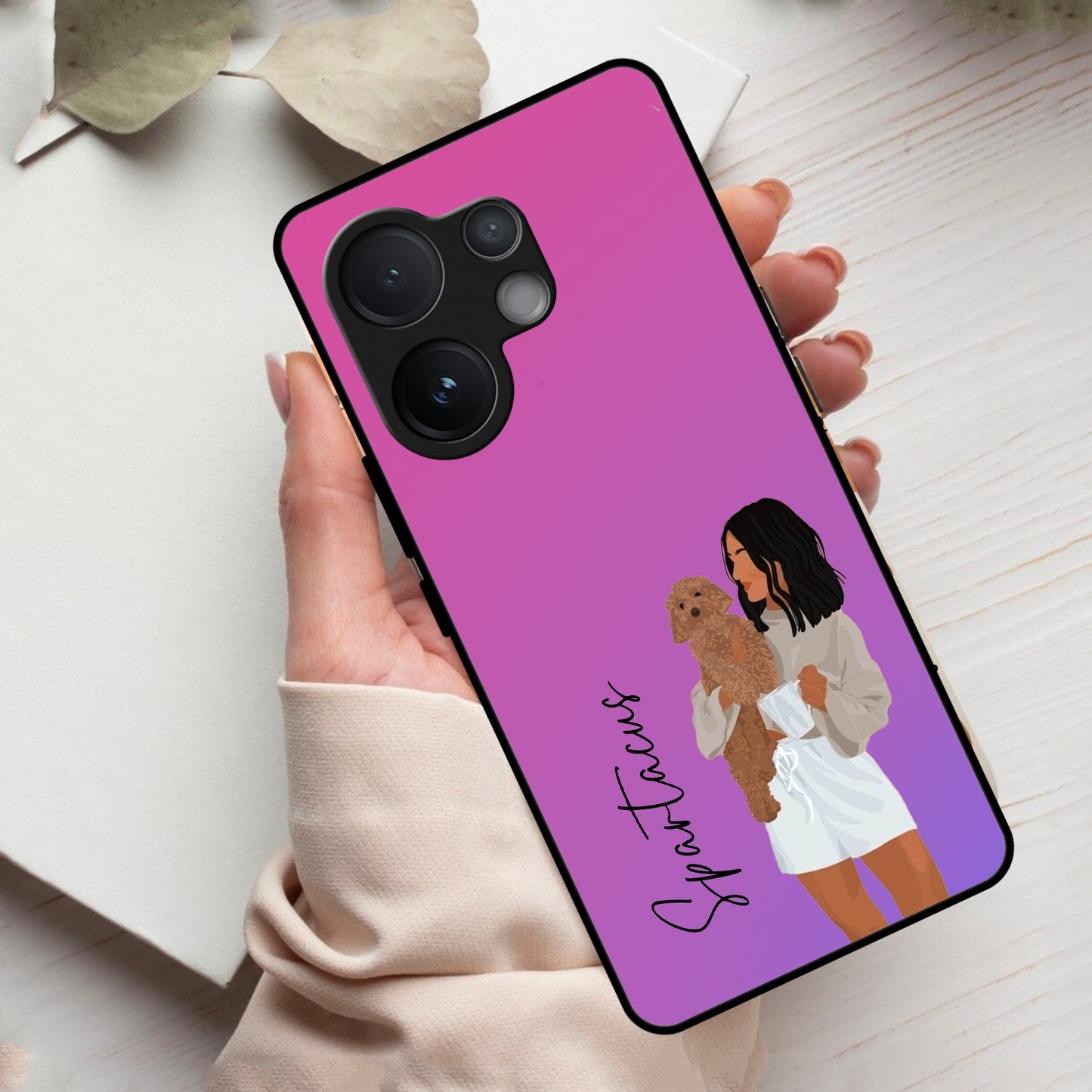 Customize Pet Name Glass Case For Vivo