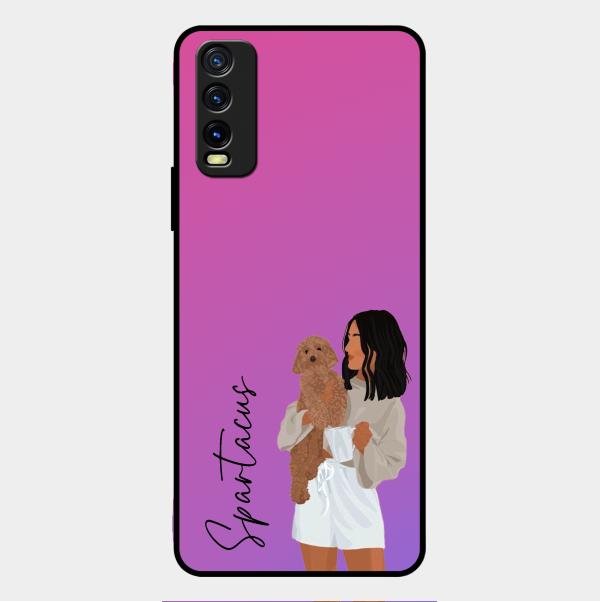Customize Pet Name Glass Case For Vivo Y12G