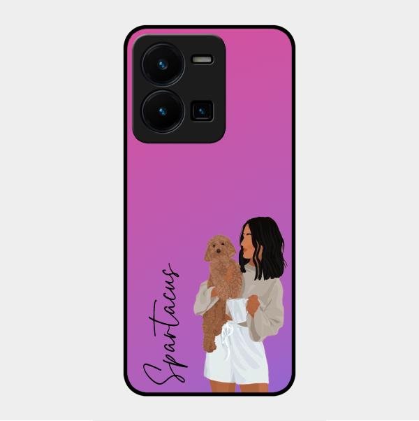 Customize Pet Name Glass Case For Vivo Y35