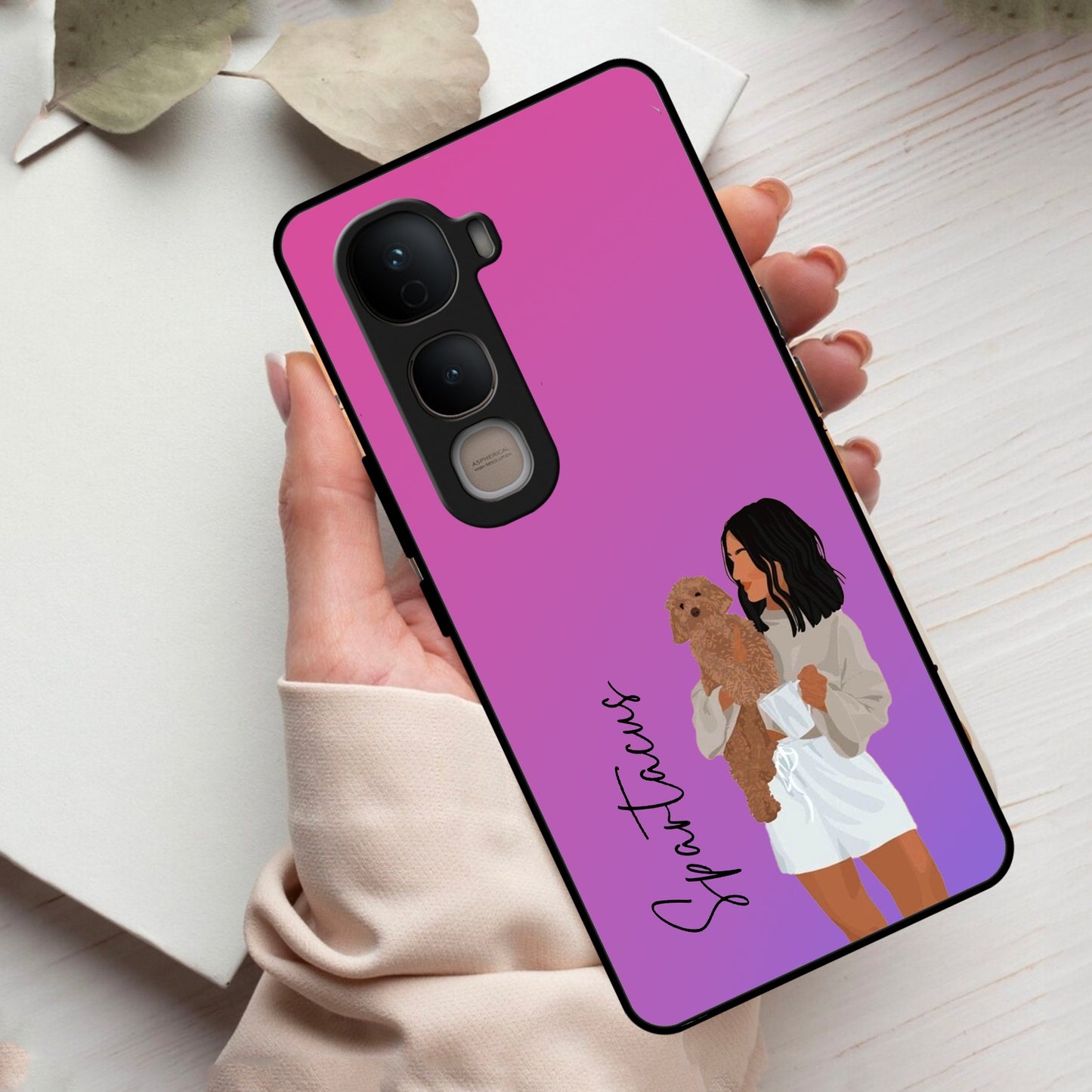 Customize Pet Name Glass Case For Vivo