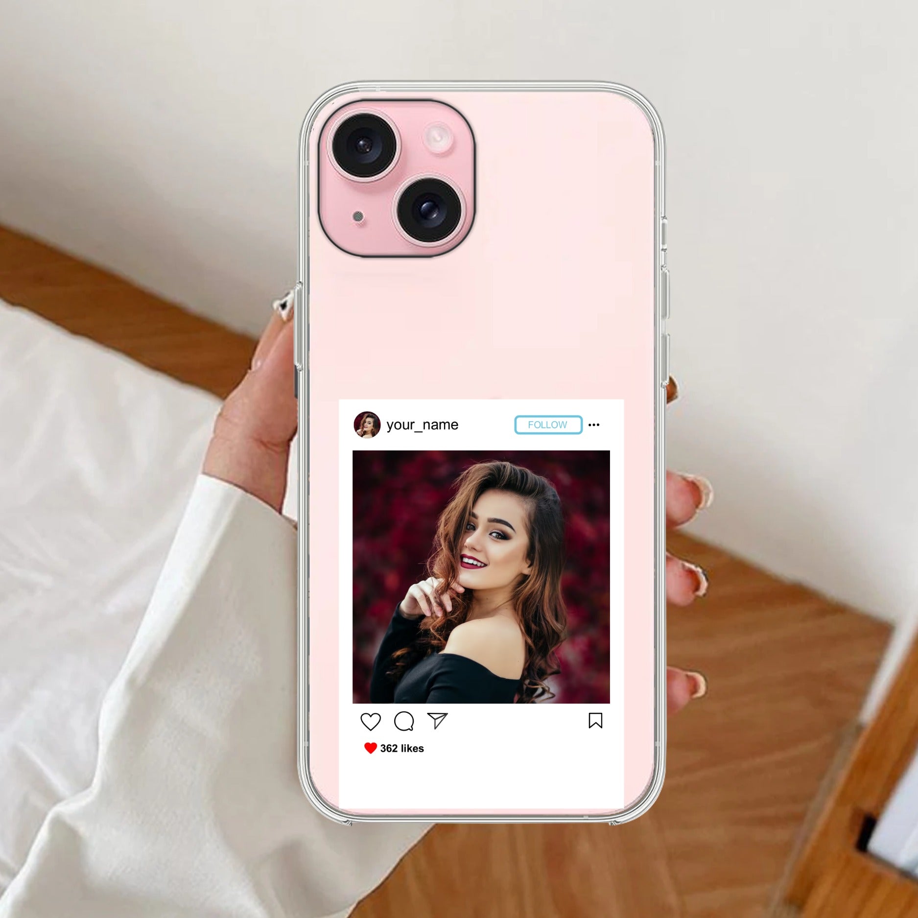 Customize Photo With Name  Anti Yellow Clear Case For iPhone 13 Mini
