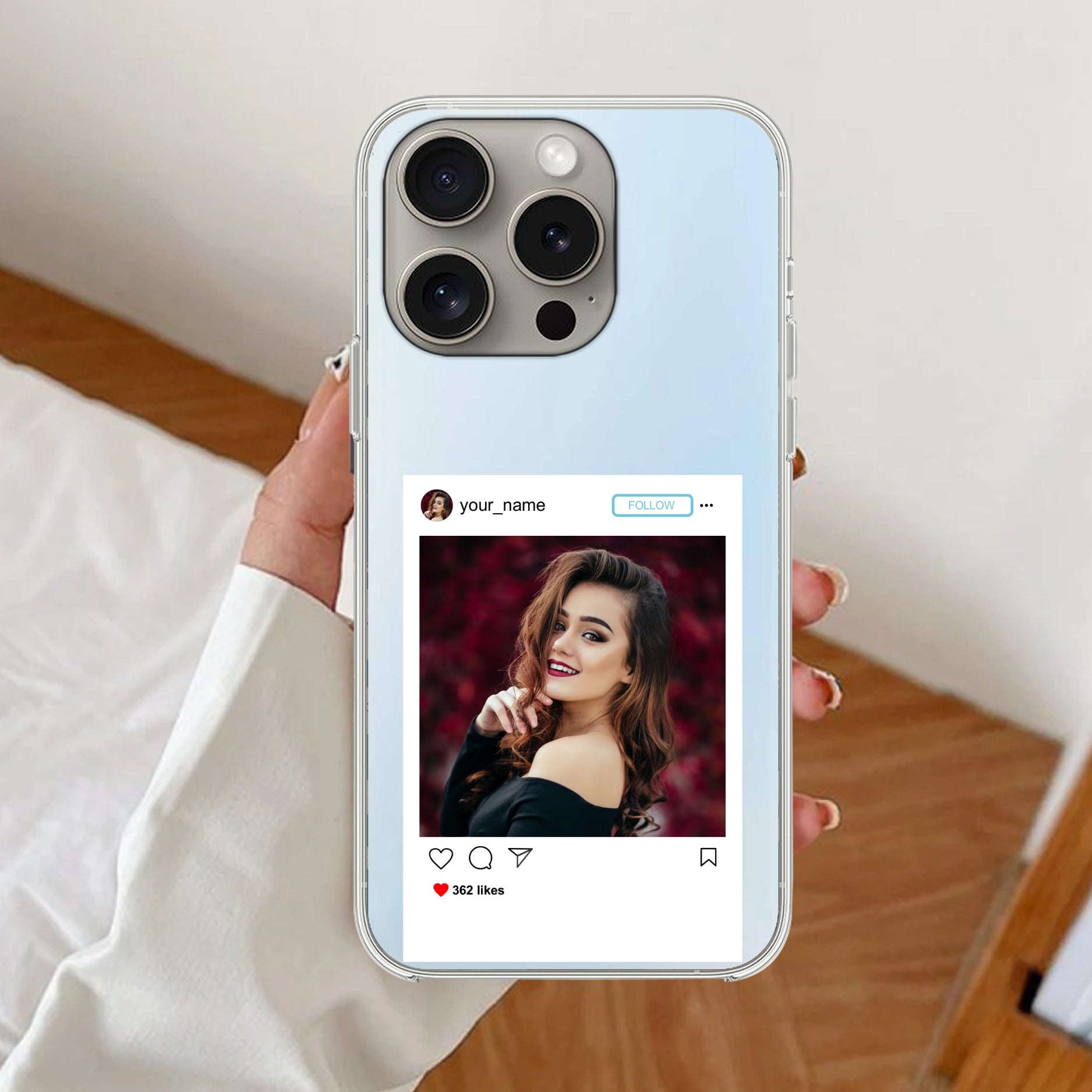 Customize Photo With Name  Anti Yellow Clear Case For iPhone 16 Pro