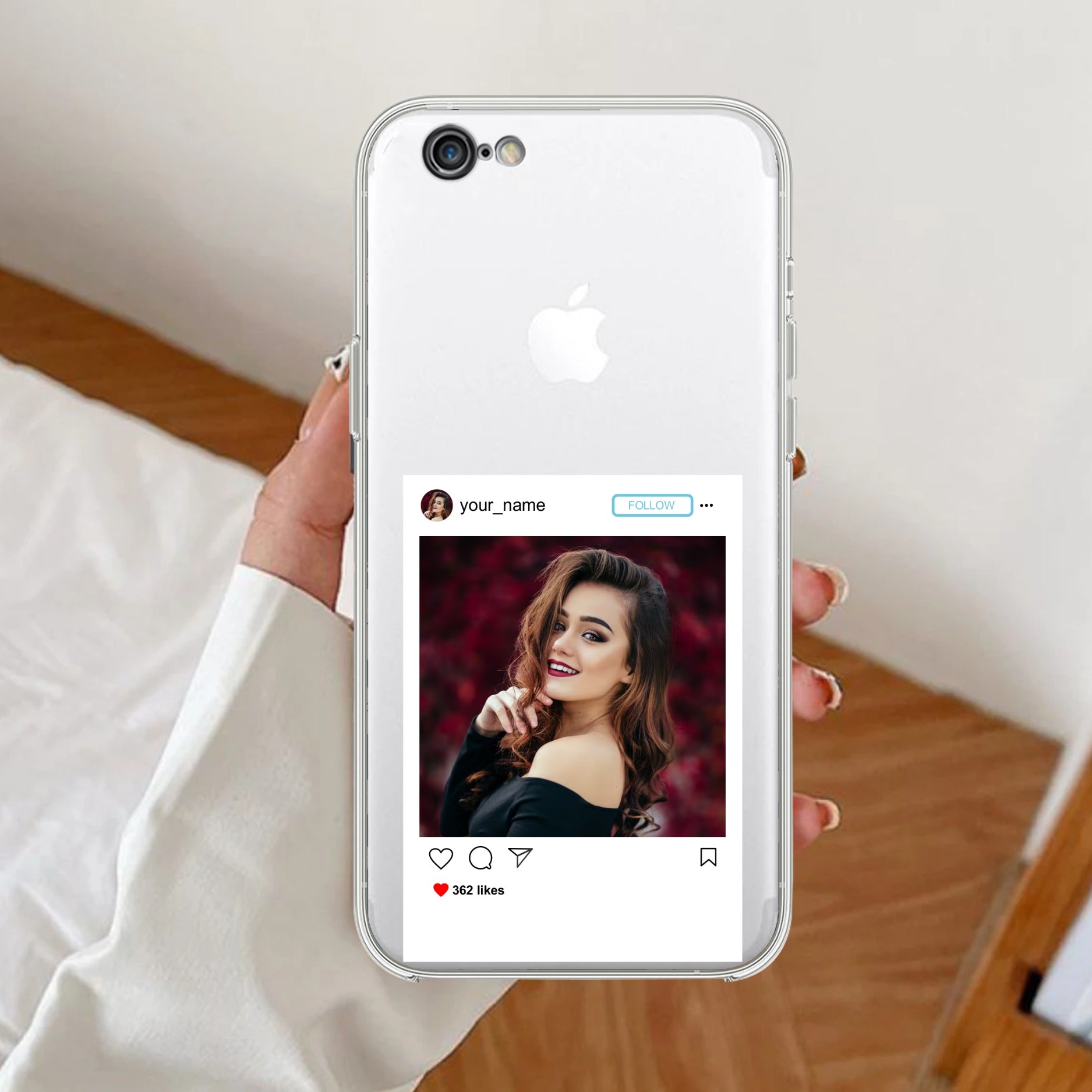 Customize Photo With Name  Anti Yellow Clear Case For iPhone 7 / iPhone 8 / iPhone Se 2020