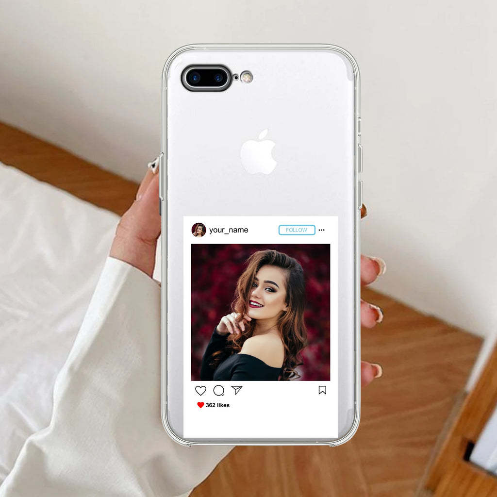 Customize Photo With Name  Anti Yellow Clear Case For iPhone 7 Plus / iPhone 8 Plus