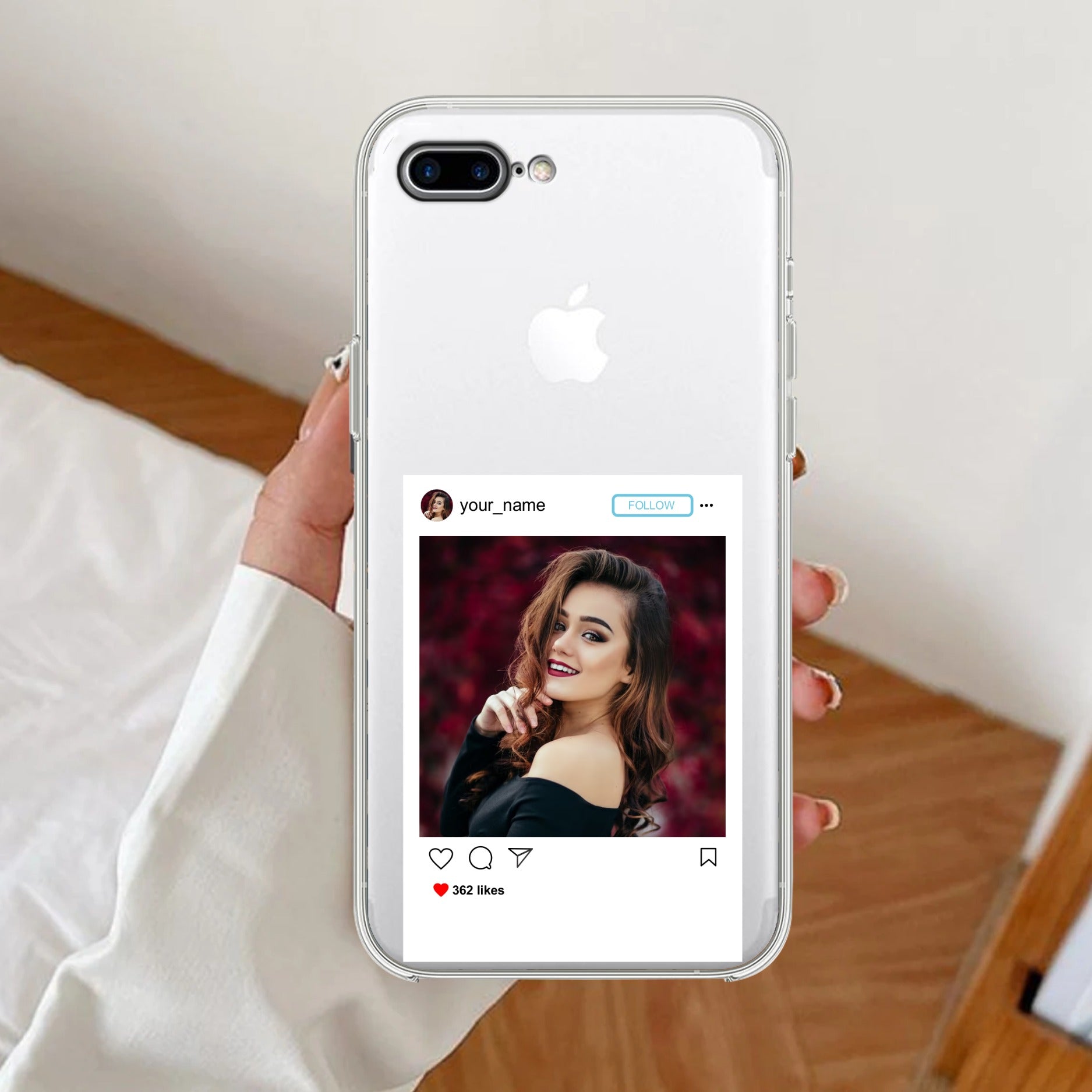 Customize Photo With Name  Transparent Silicon Case For iPhone 7 Plus / iPhone 8 Plus