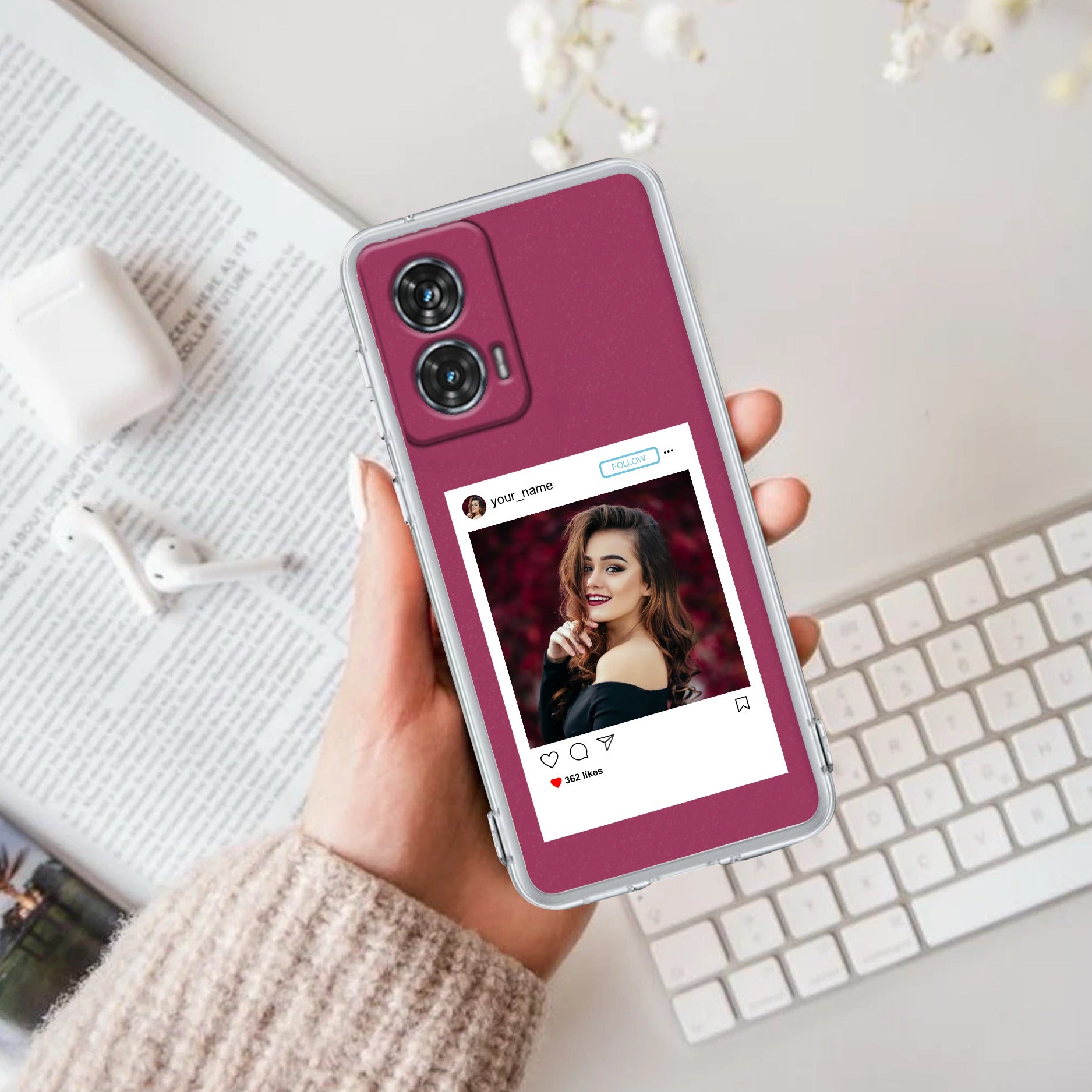 Customize Photo With Name Anti Yellow Case For Motorola G96 5G