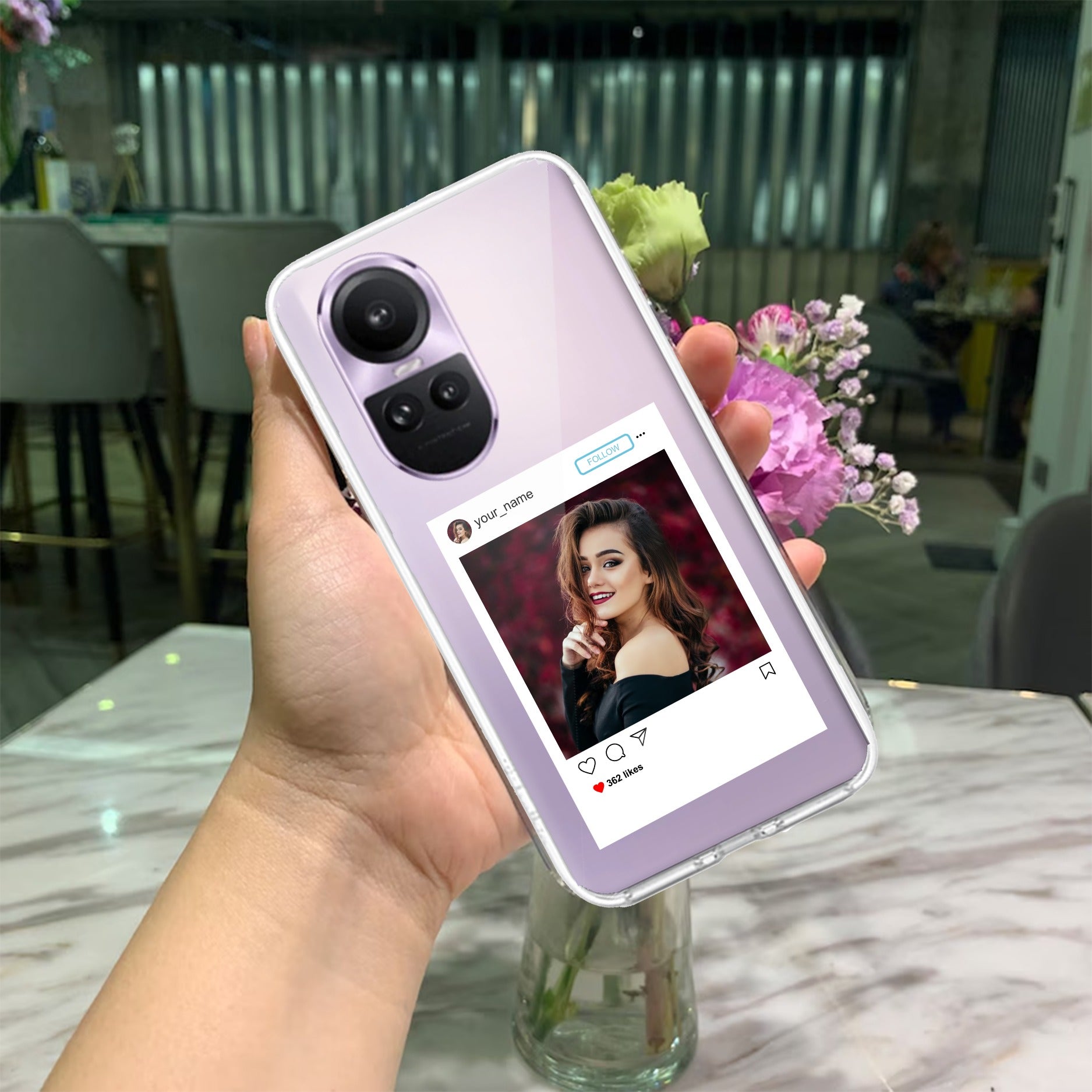 Customize Photo With Name Anti Yellow Case For Oppo Reno 10 5G