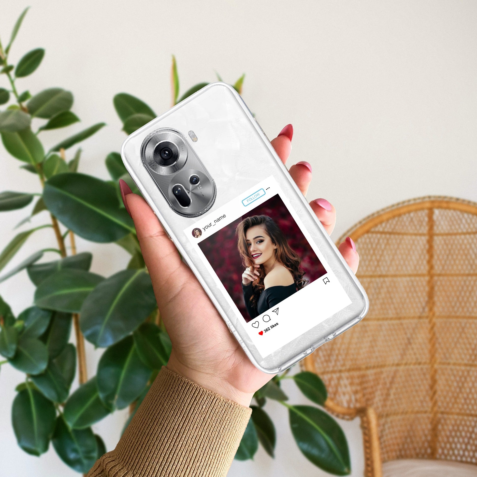 Customize Photo With Name Transparent Silicon Case For Oppo Reno 11 5G