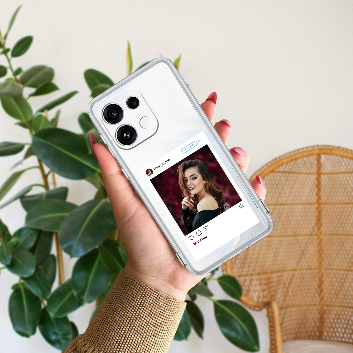 Customize Photo With Name Transparent Silicon Case For Oppo Reno 16C 5G