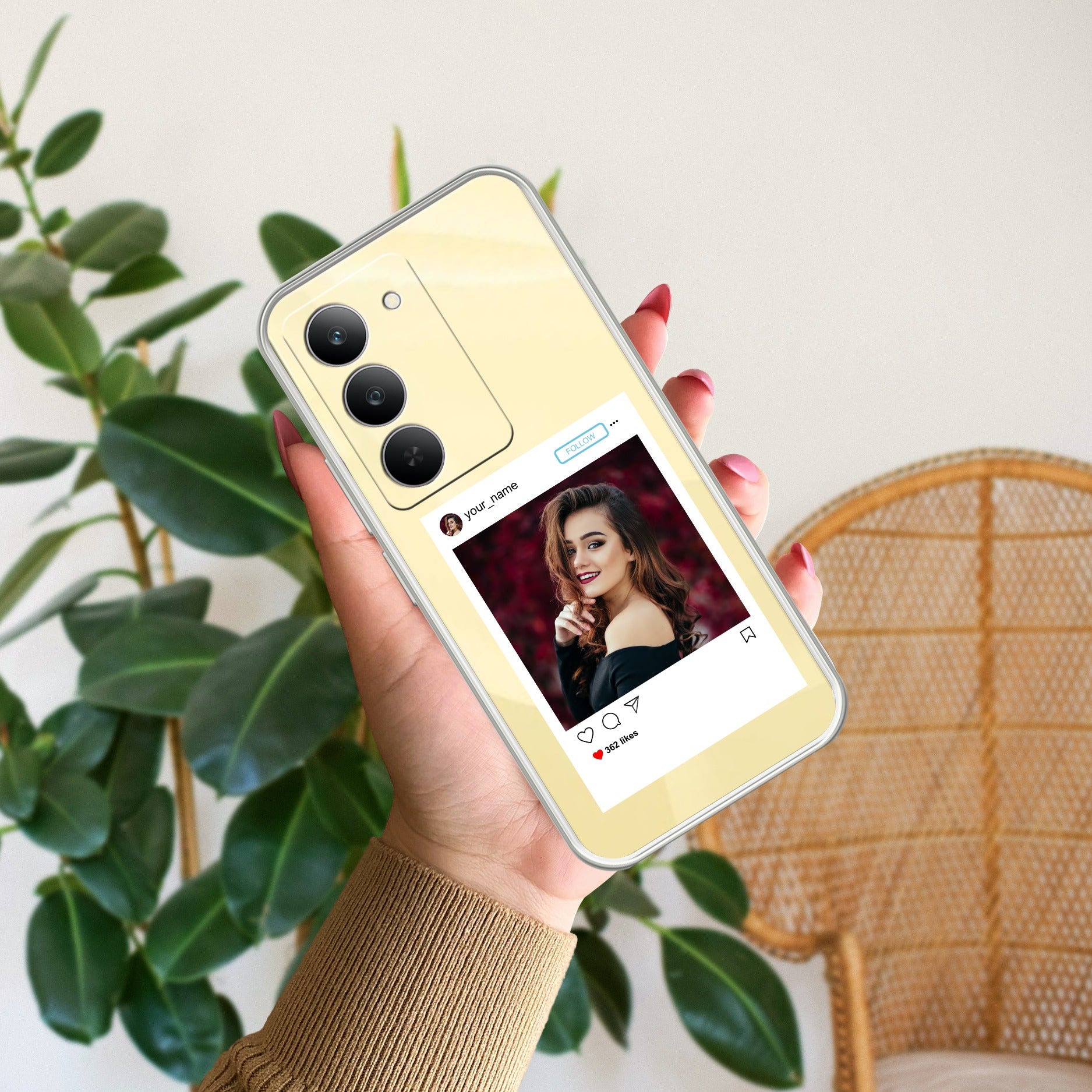 Customize Photo With Name Anti Yelllow Case For Realme 14x 5G