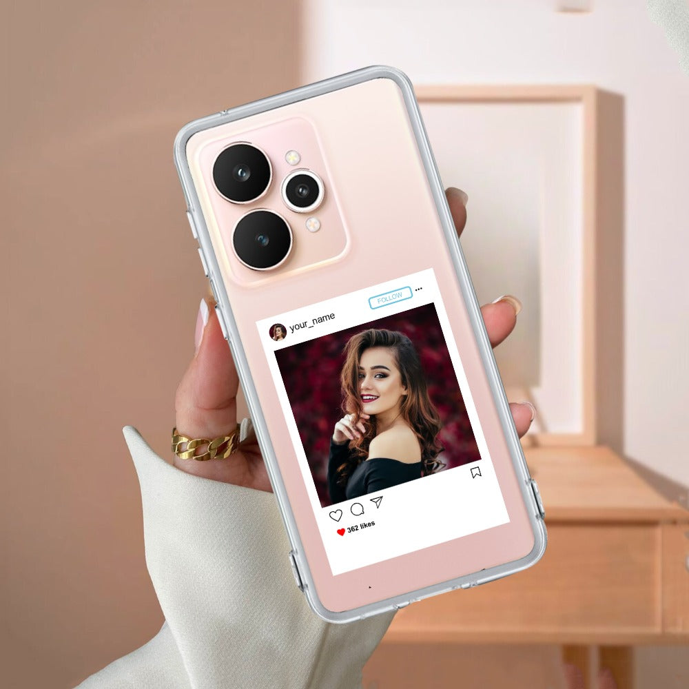 Customize Photo With Name Transparent Silicon Case For Realme/Narzo