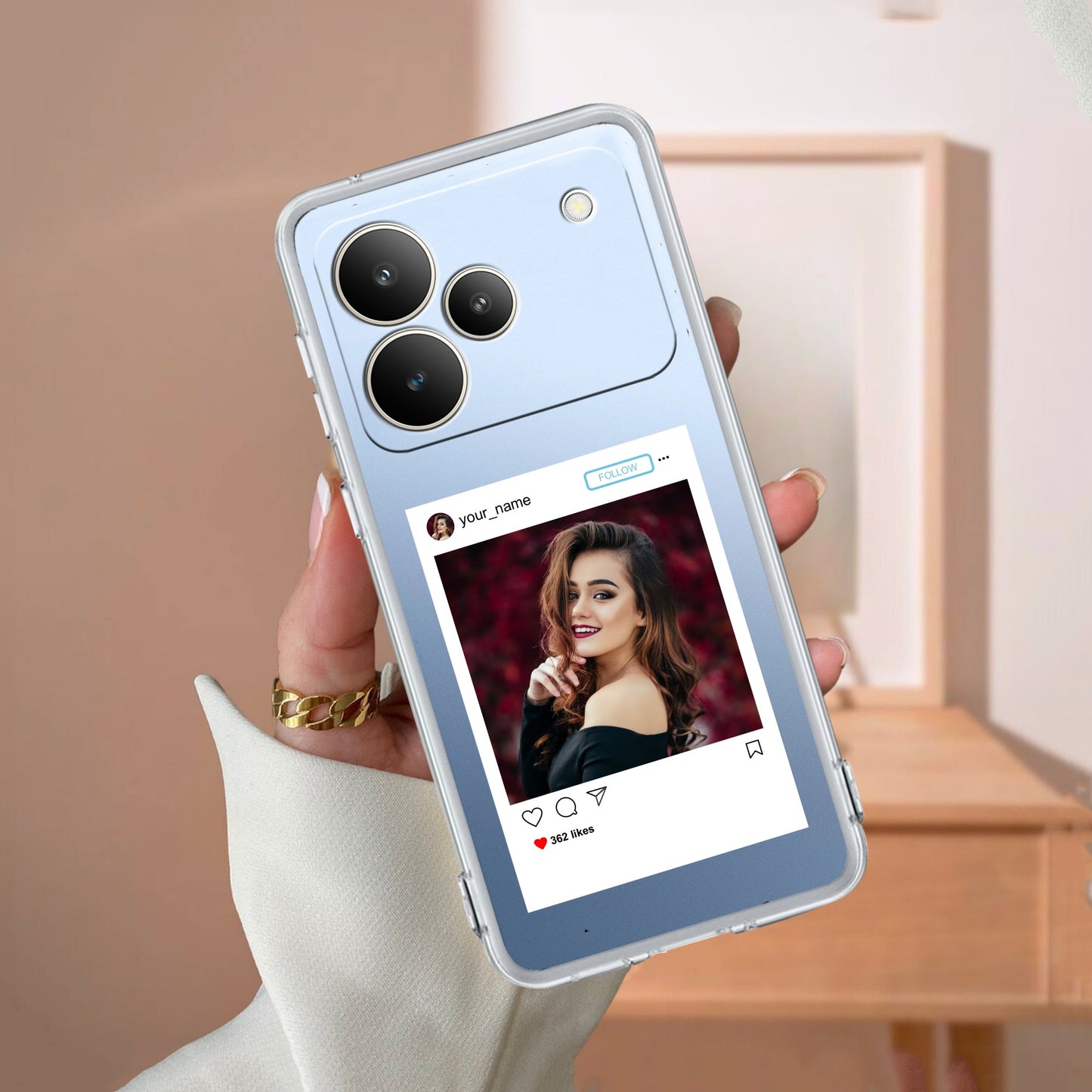 Customize Photo With Name Transparent Silicon Case For Realme/Narzo