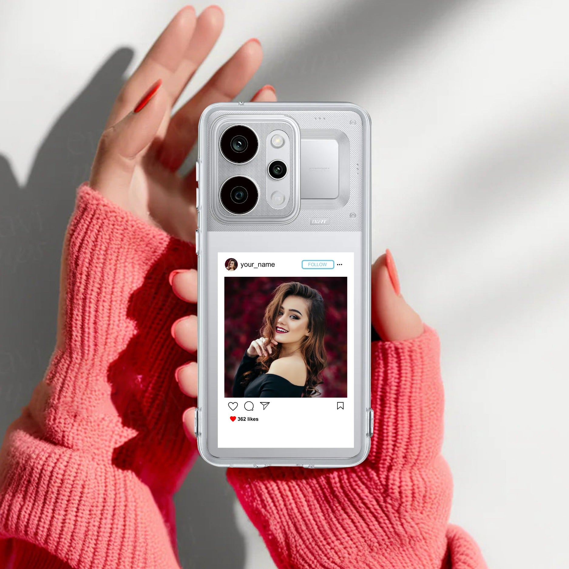 Customize Photo With Name Transparent Silicon Case For Realme/Narzo