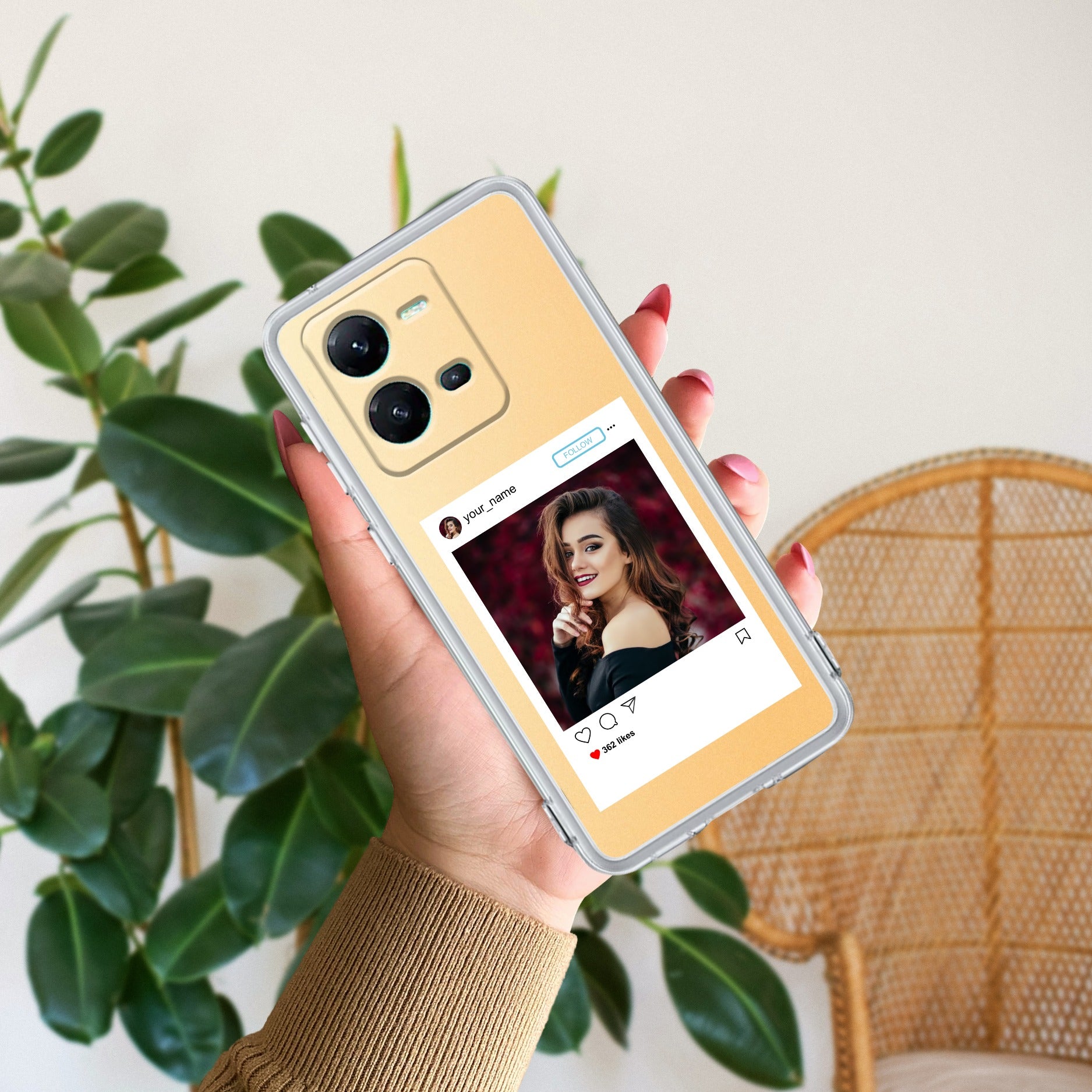 Customize Photo With Name  Anti Yellow Case For Vivo V25