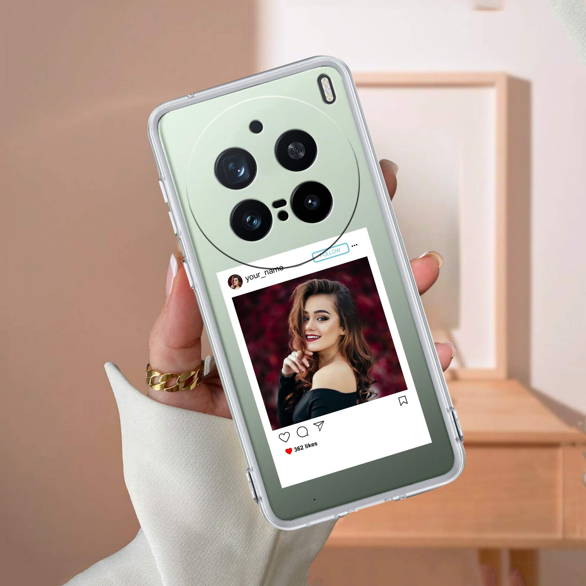 Customize Photo With Name Transparent Silicon Case For Vivo