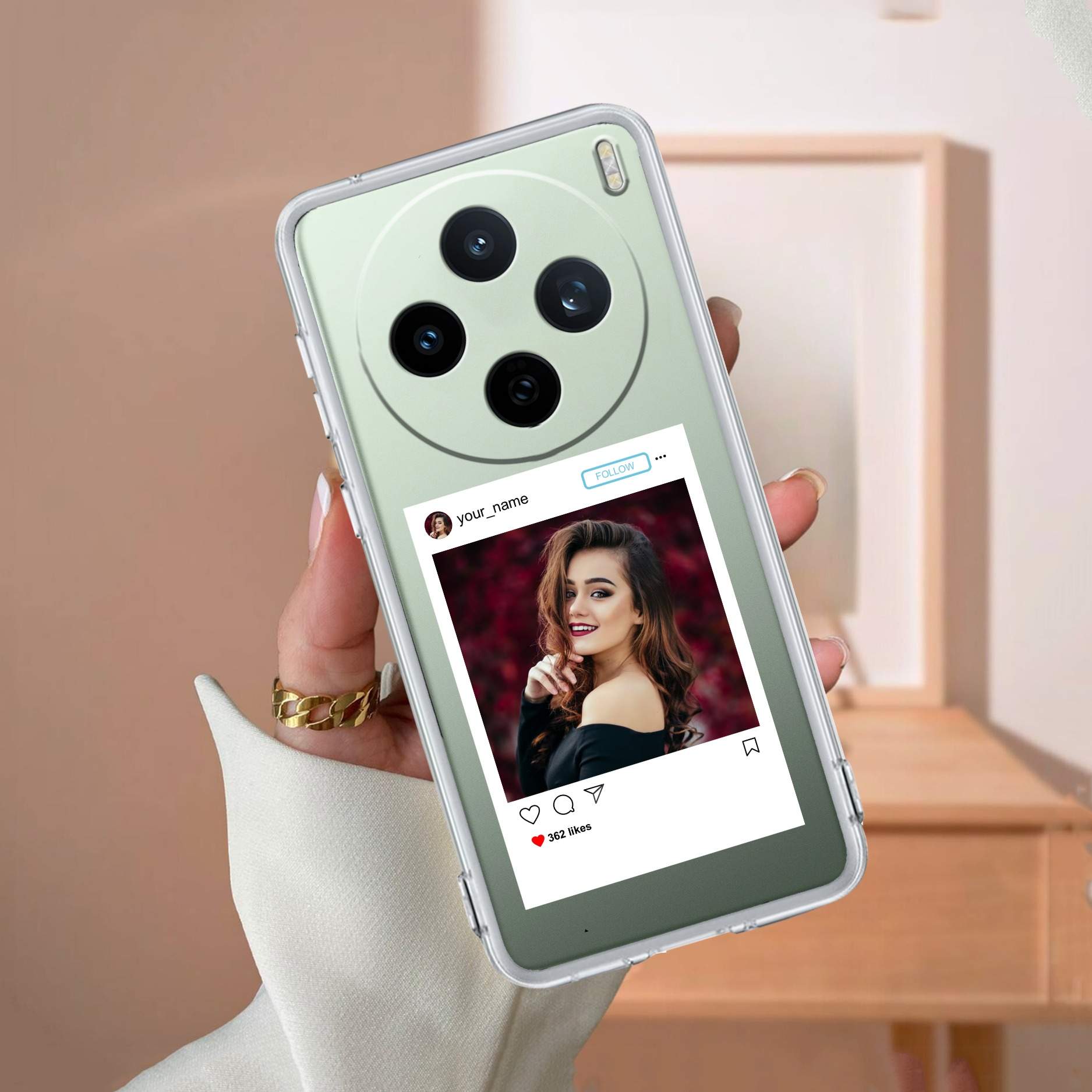 Customize Photo With Name Transparent Silicon Case For Vivo