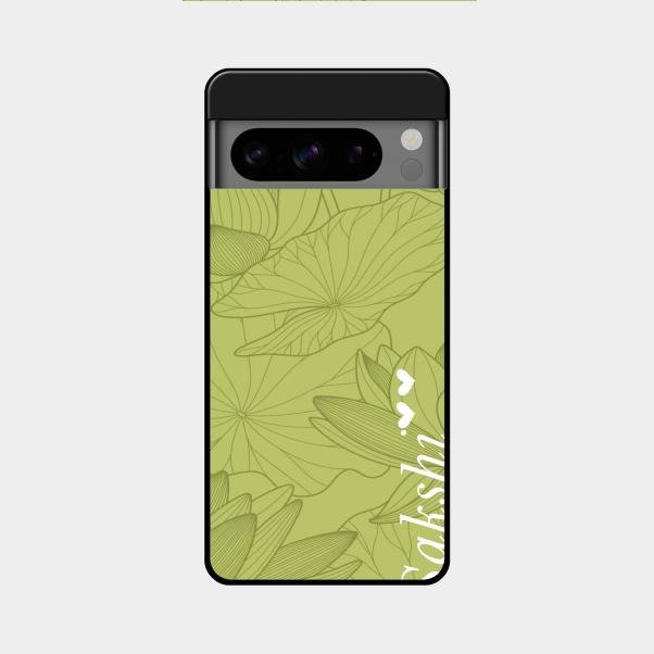 Customized luxury Mint Green leaves Glass Case Cover For Google Pixel 8 Pro 5G