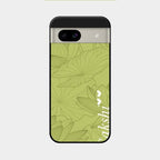 Customized luxury Mint Green leaves Glass Case Cover For Google Pixel 8A 5G