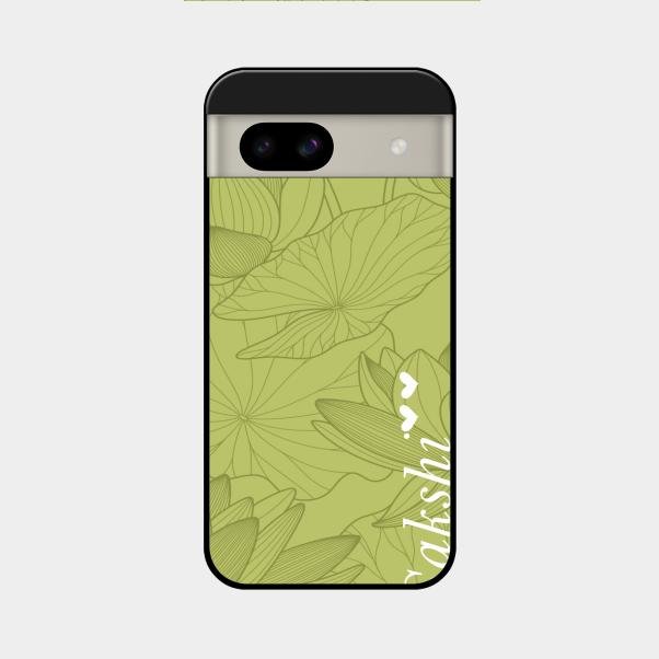 Customized luxury Mint Green leaves Glass Case Cover For Google Pixel 8A 5G
