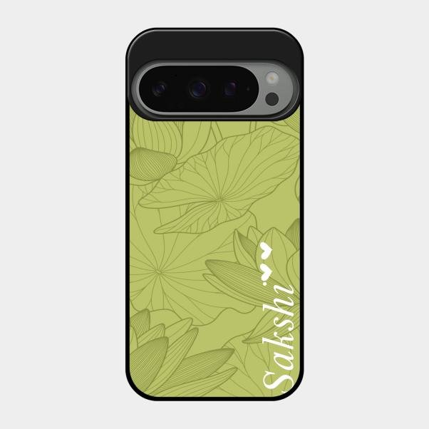 Customized luxury Mint Green leaves Glass Case Cover For Google Pixel 9 Pro 5G
