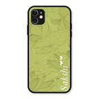 Customized luxury Mint Green leaves Glass Case Cover For iPhone 11
