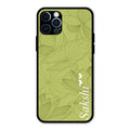 Customized luxury Mint Green leaves Glass Case Cover For iPhone 12 Pro