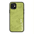 Customized luxury Mint Green leaves Glass Case Cover For iPhone 12