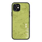 Customized luxury Mint Green leaves Glass Case Cover For iPhone 12