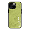 Customized luxury Mint Green leaves Glass Case Cover For iPhone 13 Pro Max