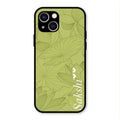Customized luxury Mint Green leaves Glass Case Cover For iPhone 13