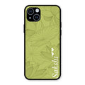 Customized luxury Mint Green leaves Glass Case Cover For iPhone 14 Plus